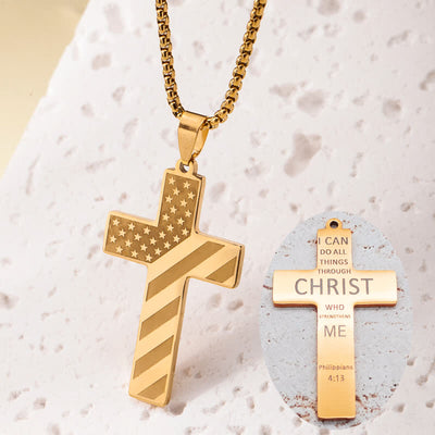 In God We Trust - American Flag Cross Necklace