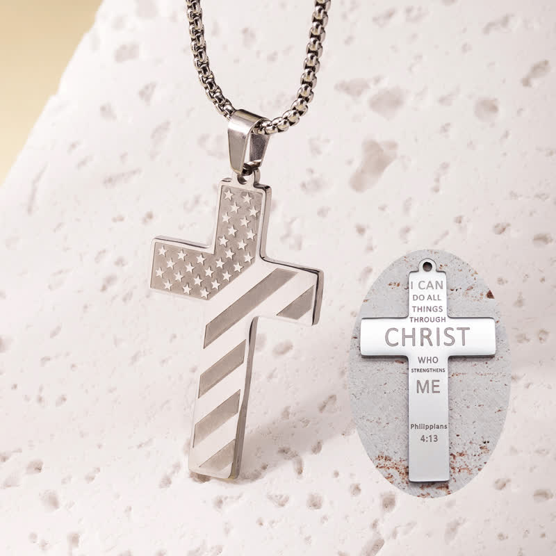 In God We Trust - American Flag Cross Necklace