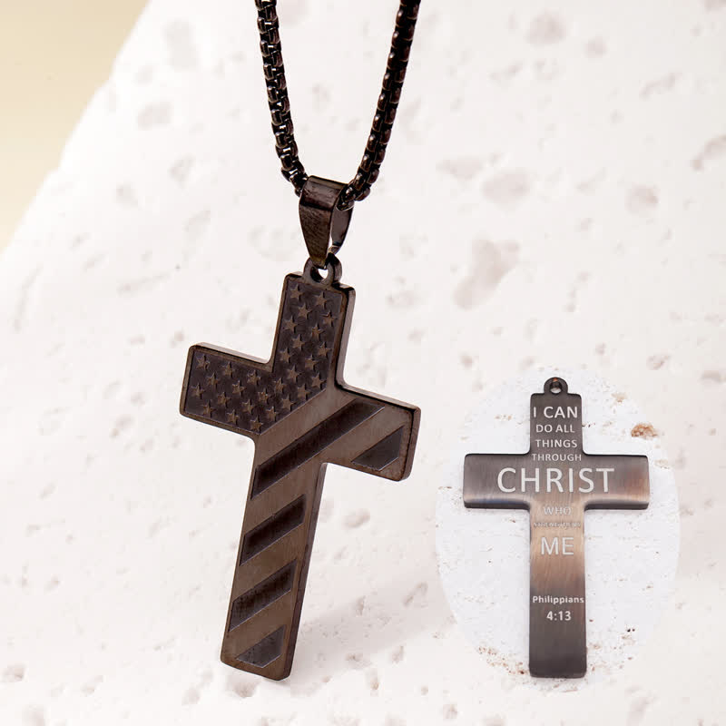 In God We Trust - American Flag Cross Necklace