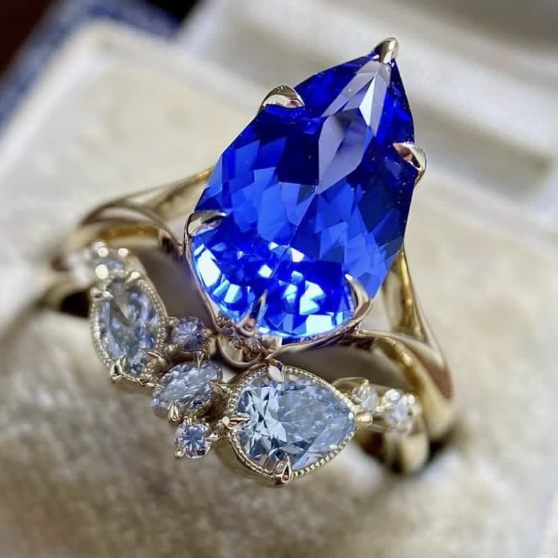 FREE Today: Luxurious Exquisite Sapphire Gold Plated Ring