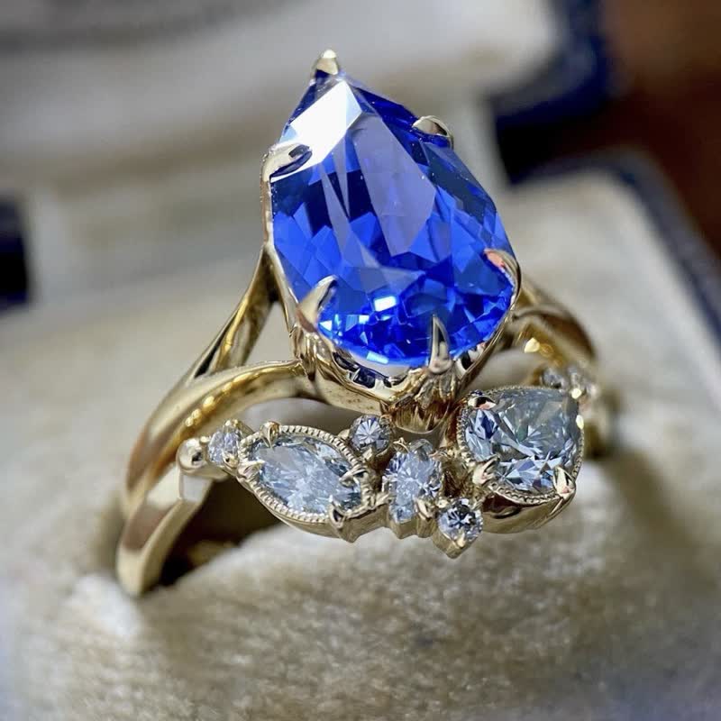 FREE Today: Luxurious Exquisite Sapphire Gold Plated Ring