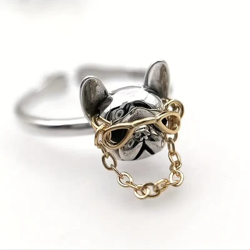 FREE Today: French Bulldog Gold Chain Sunglasses Hip-Hop Ring