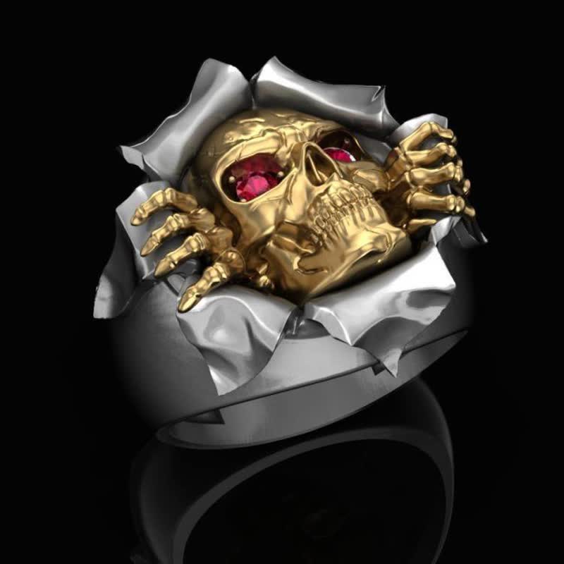 FREE Today: New Skull Vintage Crack Ruby Gemstobe Eye Ring