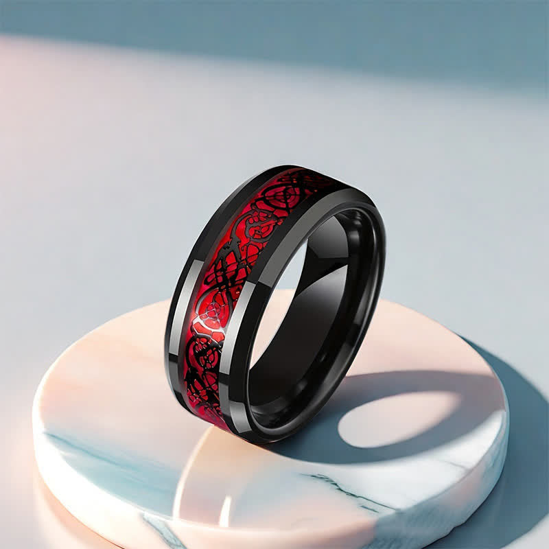 FREE Today: Dragon Totem for Men and Love Heart  for Women with Ruby Inlay Couple Ring