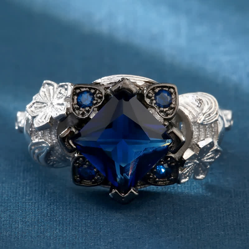 FREE Today: Heart with Flower Luxury Sapphire Ring