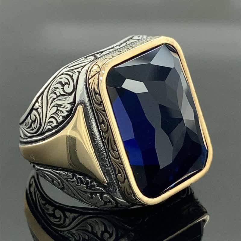 FREE Today: Sapphire Two-tone Vintage Bussiness Ring