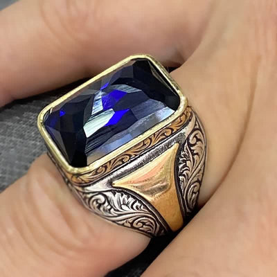 FREE Today: Sapphire Two-tone Vintage Bussiness Ring