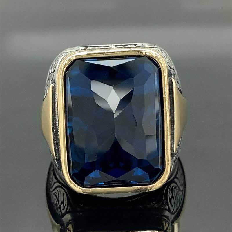 FREE Today: Sapphire Two-tone Vintage Bussiness Ring