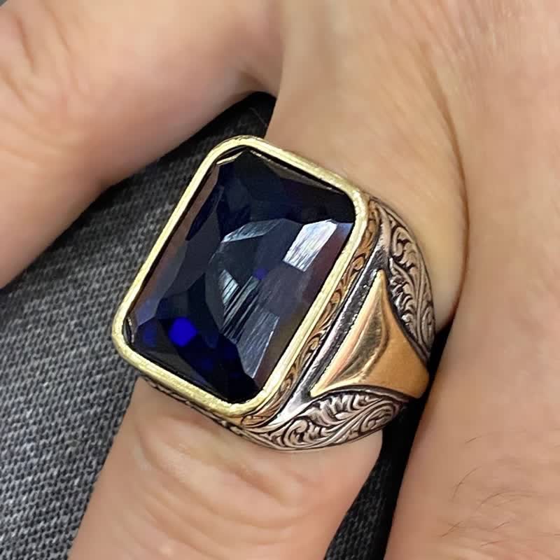 FREE Today: Sapphire Two-tone Vintage Bussiness Ring