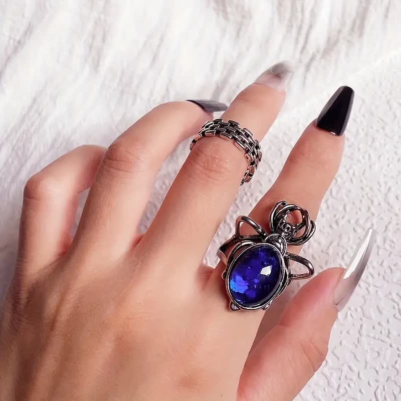 Colors Gemstone Spider Ring