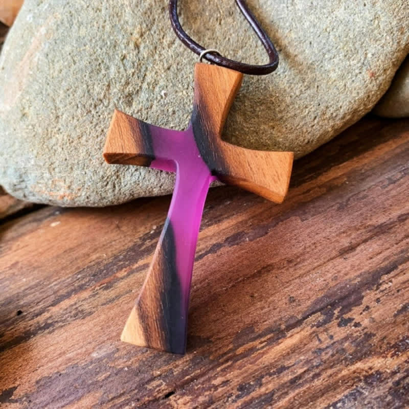 FREE Today: Wood Resin Cross Necklace