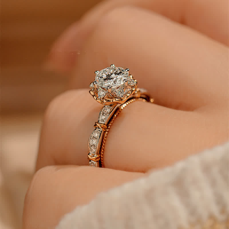 One Carat Moissanite Rose Open Ring