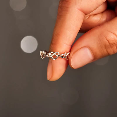 Always Connected Infinity Heart Knot Ring