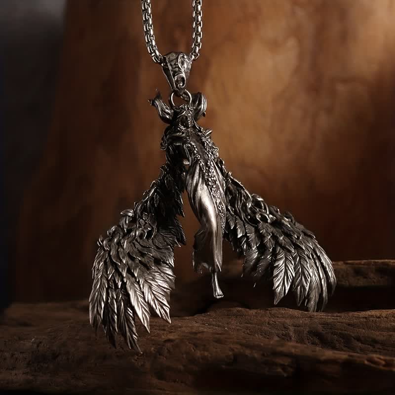 FREE Today: Unique Punk Horn Goddess Wing Pendant Necklace