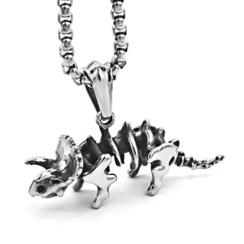 Retro Triceratops Skeleton Dinosaur Necklace