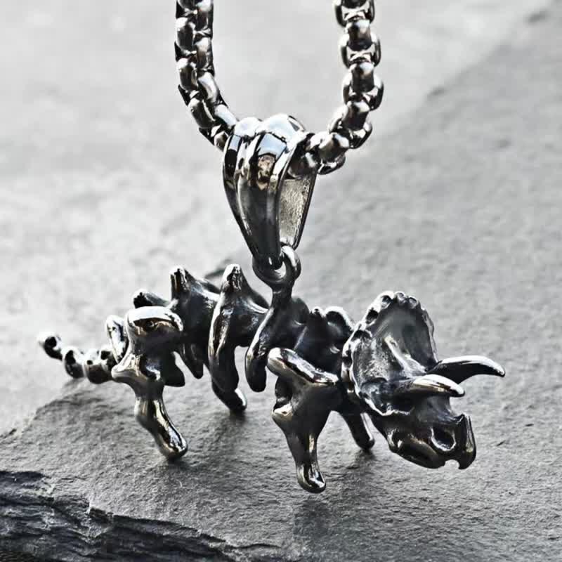 FREE Today: Retro Triceratops Skeleton Dinosaur Necklace