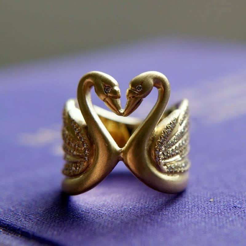 Zirconia Swan Engagement Promise Ring