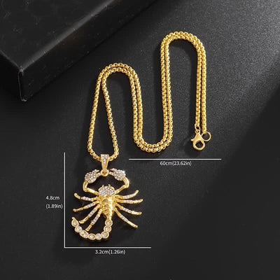 Luxury Zircon Golden Scorpion Design Necklace