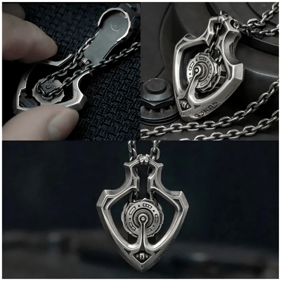 Handmade "Shuttle" Mechanical Gear Pendant Necklace