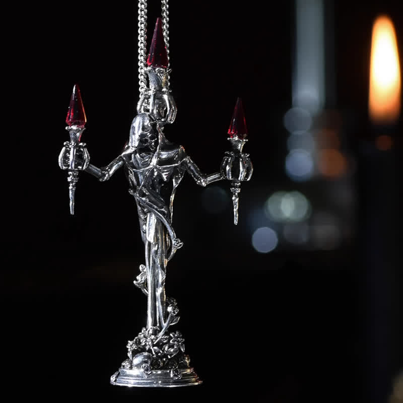 FREE Today: British Retro Gothic Bone Candlestick Cross Necklace