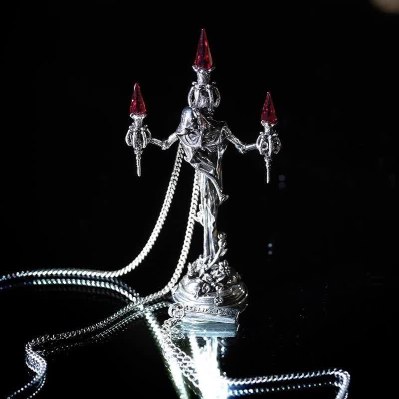 FREE Today: British Retro Gothic Bone Candlestick Cross Necklace