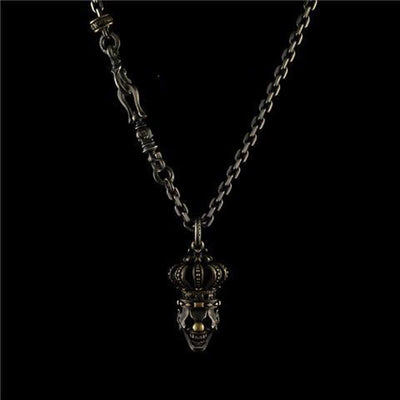 Vintage Crown Skull Clown Necklace