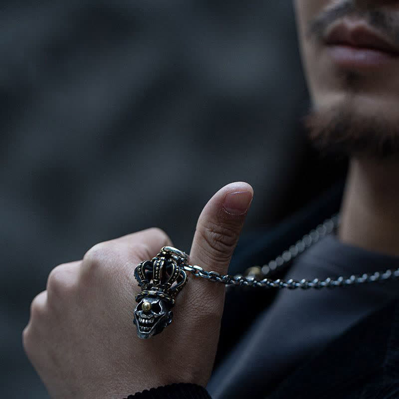 Vintage Crown Skull Clown Necklace