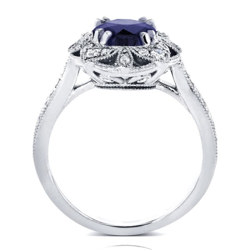 FREE Today: Round-cut Sapphire Antique Floral Ring