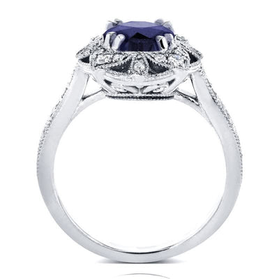 Round-cut Sapphire Antique Floral Ring