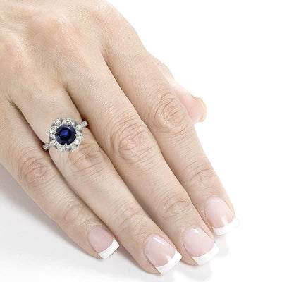 Round-cut Sapphire Antique Floral Ring