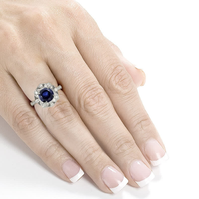 FREE Today: Round-cut Sapphire Antique Floral Ring