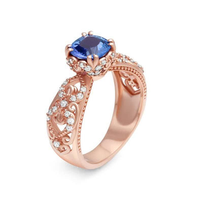 Luxury Round Sapphire Hollow Ring