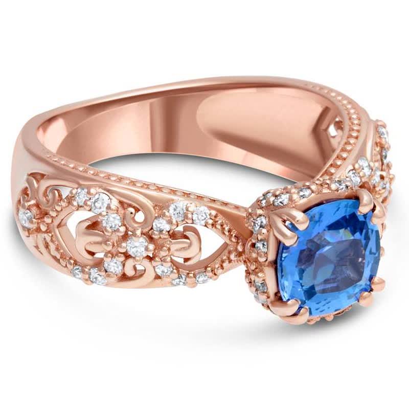 FREE Today: Luxury Round Sapphire Hollow Ring