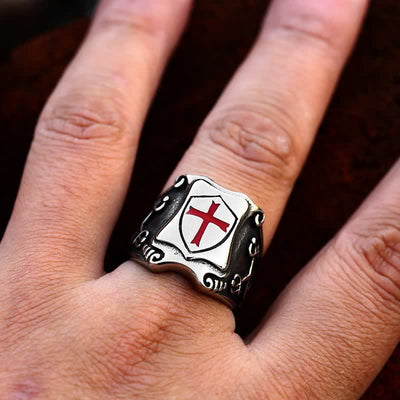 FREE Today: Vintage Red Gum Cross Guardian Ring