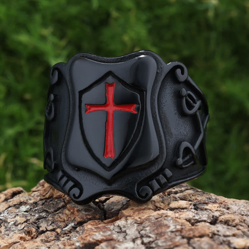 FREE Today: Vintage Red Gum Cross Guardian Ring