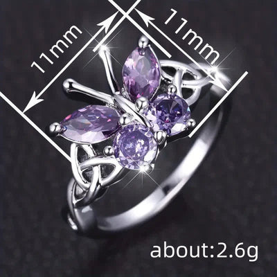 FREE Today: Designer Butterfly Amethyst Zircon Ring