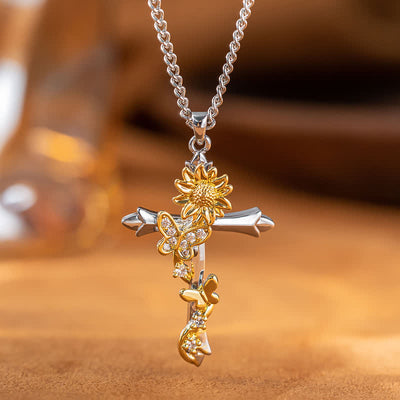 FREE Today: "Sunflower in the Heart" - Cross Necklace