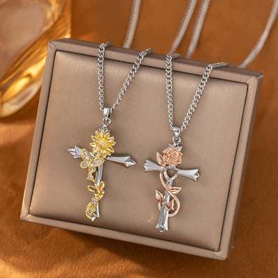 FREE Today: "Sunflower in the Heart" - Cross Necklace