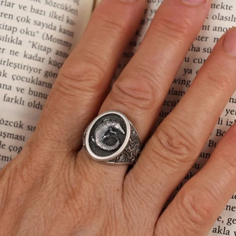Antique Silver Vintage Crocodile Ring