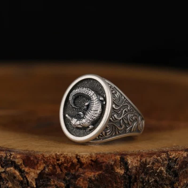 Antique Silver Vintage Crocodile Ring