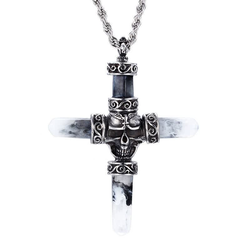 Men's Skull Cross Resin Necklace