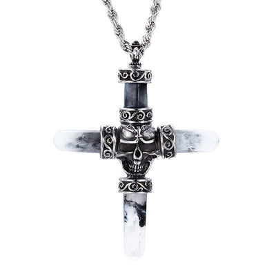 Men's Skull Cross Resin Necklace