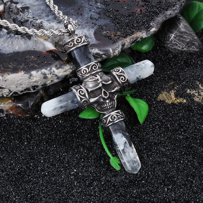 Men's Skull Cross Resin Necklace