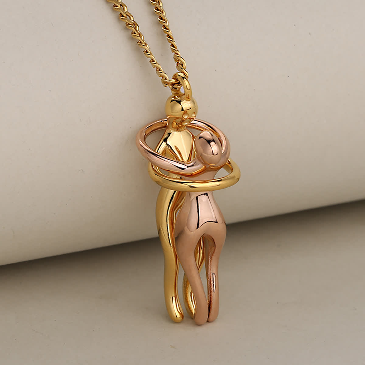 FREE Today: Couples Lover Forever Hug Necklace - Gold & Rose Gold - Black Twist Chain - image 7