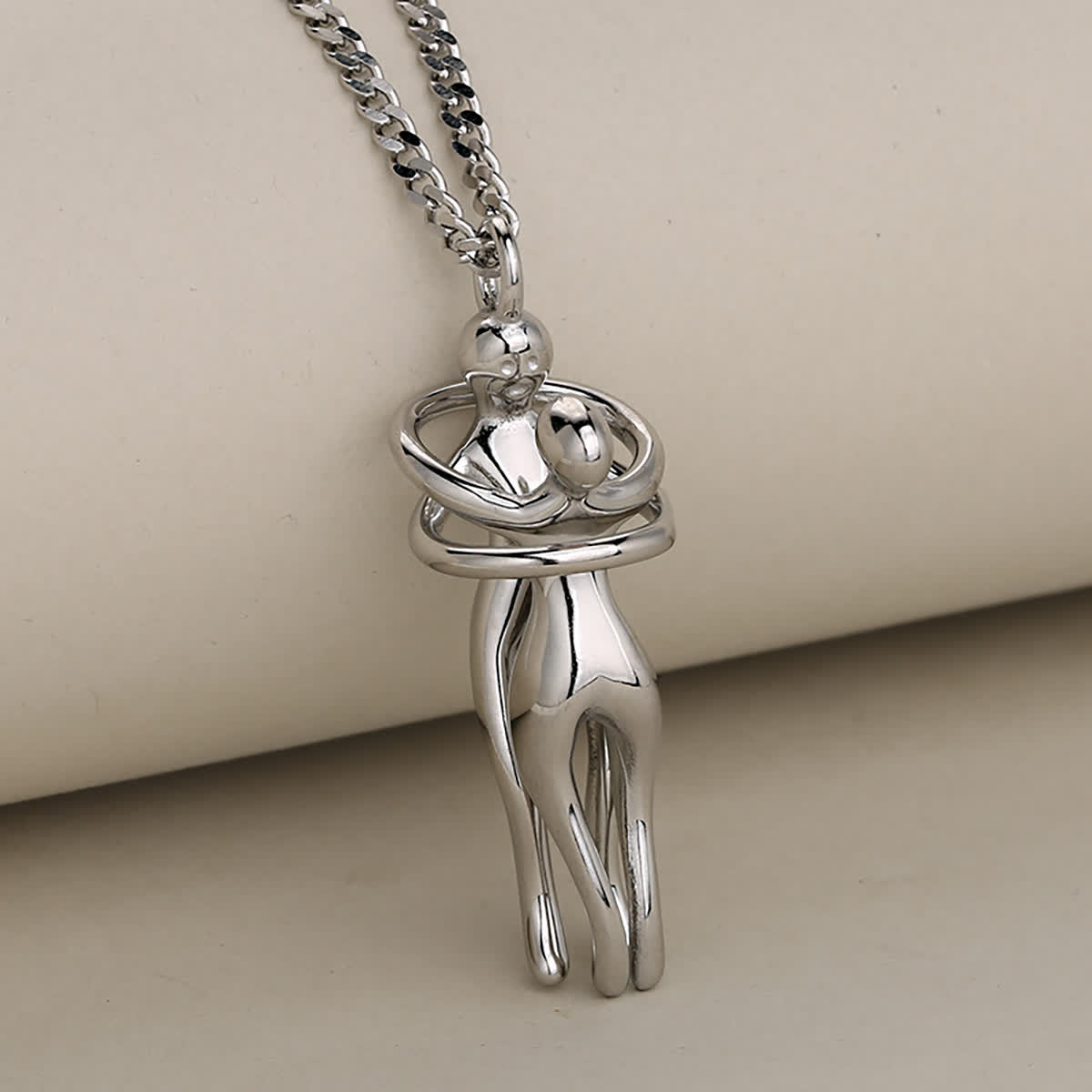 FREE Today: Couples Lover Forever Hug Necklace - Silver - Black Twist Chain - image 9