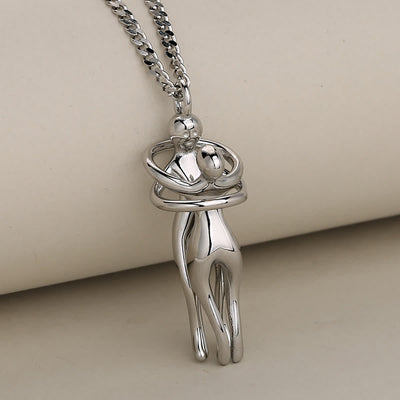 FREE Today: Couples Lover Forever Hug Necklace - Silver - Black Twist Chain - image 9