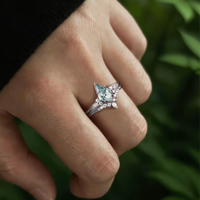 FREE Today: "Sense Of Tranquillity" 2 Pcs Natural Moss Agate Ring Set - image 11