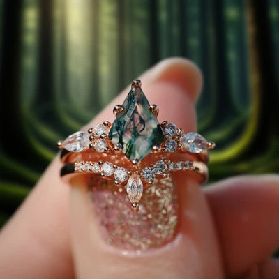 FREE Today: "Sense Of Tranquillity" 2 Pcs Natural Moss Agate Ring Set - image 12