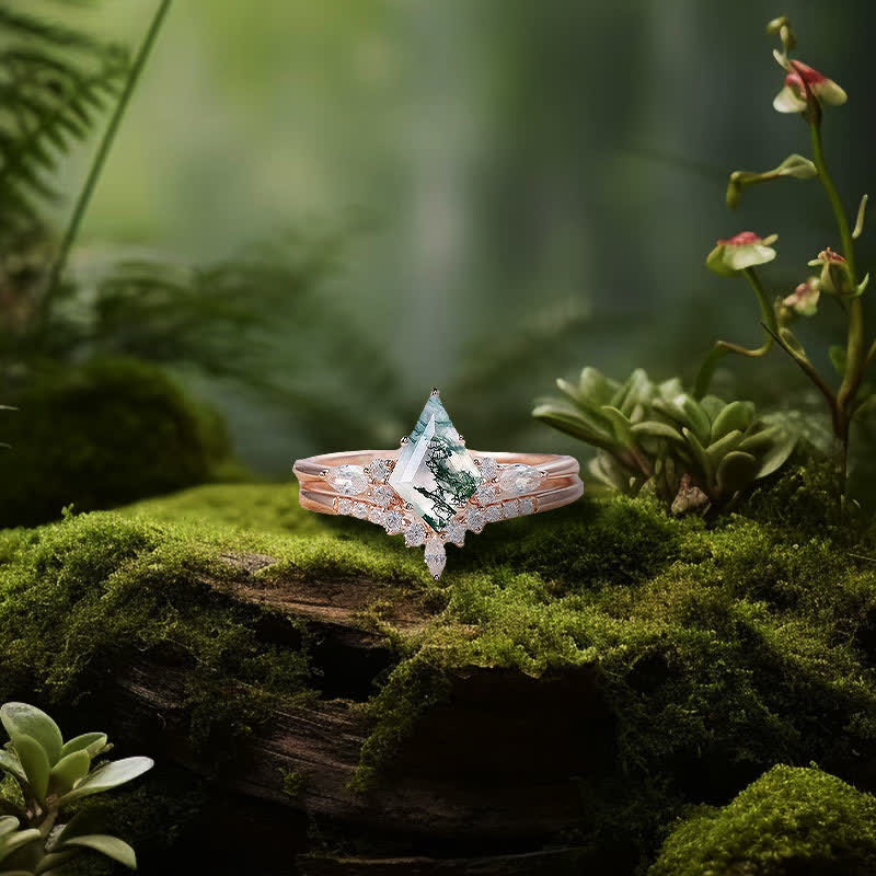 FREE Today: "Sense Of Tranquillity" 2 Pcs Natural Moss Agate Ring Set - image 13