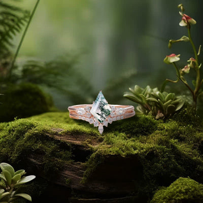 FREE Today: "Sense Of Tranquillity" 2 Pcs Natural Moss Agate Ring Set - image 13